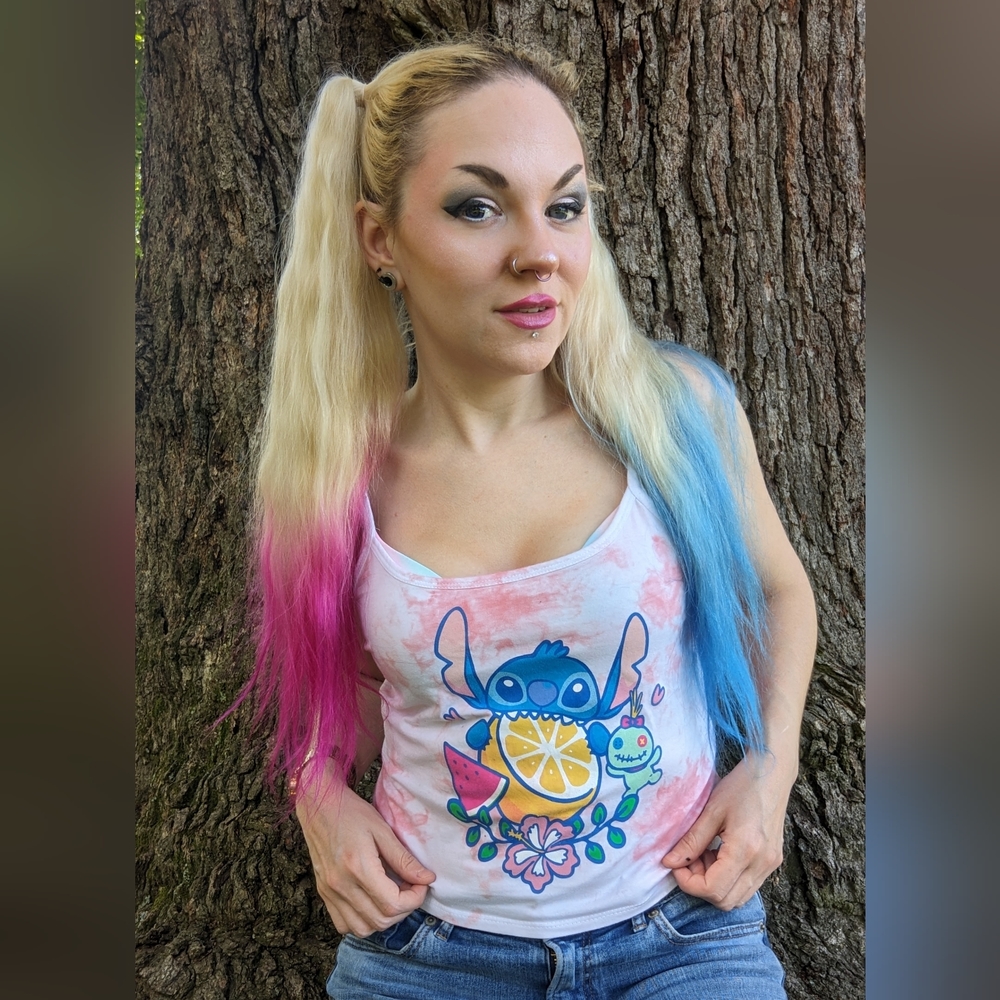 Disney Lilo & Stitch Fruit Tie-Dye Girls Crop Tank Top